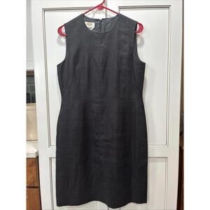Talbots Womens 10 Petite Dress Irish Linen Sleeveless Back Slit Zip Lined Black